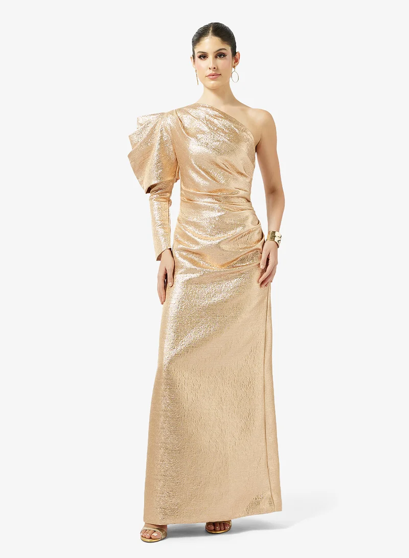 One Shoulder Shimmer Gown